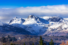 Wray Castle and the Langdale Pikes, Cumbria, England.