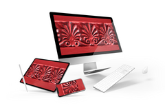 Red Palmette Digital Print Large